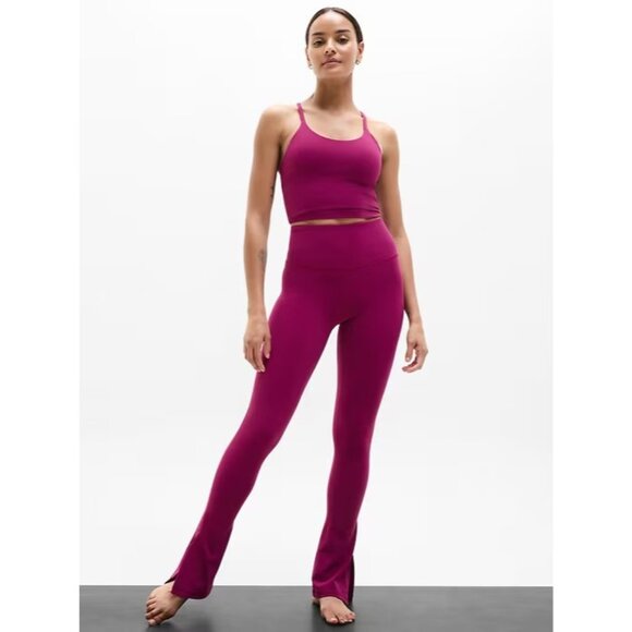 Athleta M Elation Ultra High Rise Split Slim Flare Pant Medium Wildberry - Picture 3 of 6